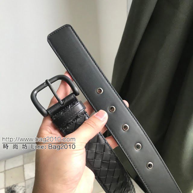 BV高端男士皮帶 寶緹嘉編織搭配槍色磨砂帶頭腰帶 寶緹嘉經典牛皮腰帶  jjp1530